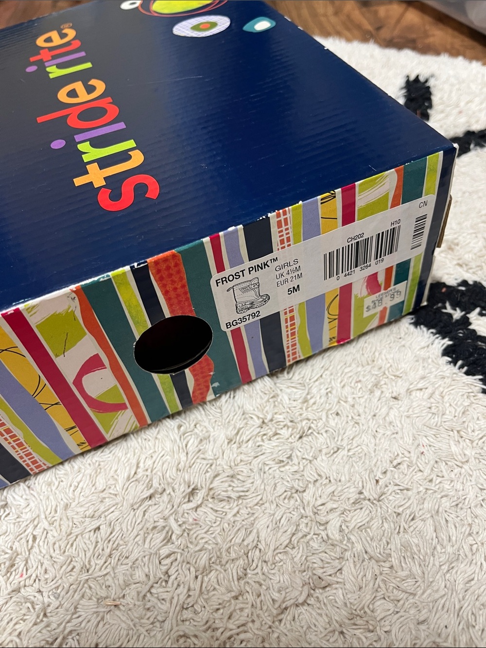 Stride Rite Frost Pink Girls' Boots with Colorful Stripe Design